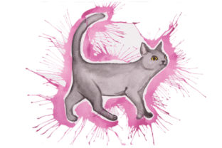 Cat in Paint Splatter Watercolor: Animal Crafts Branding