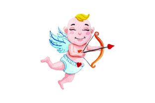 Cupid Bow Watercolor for Valentine Crafts
