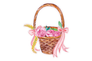 Flower Basket in Watercolor