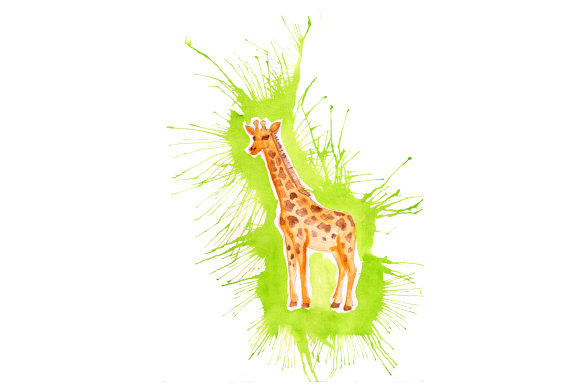 Giraffe in Paint Splatter Watercolor Style