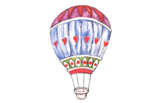 Hot Air Baloon with Hearts Watercolor Designs Amp Crafts