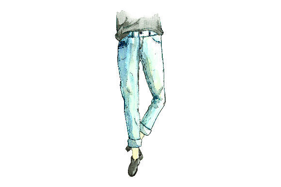 Jeans Watercolor & Line Art Illustrations for Beauty Amp Crafts