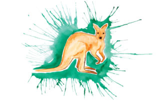 Kangaroo in Paint Splatter Watercolor – Crafts & Animals
