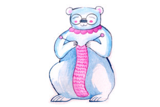 Polar Bear Grandmother in Watercolor for Crafts & Animals