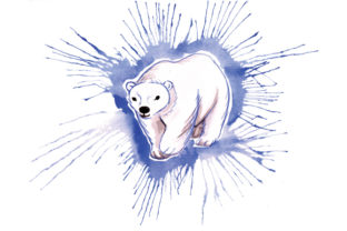 Polar Bear in Paint Splatter Watercolor: Crafts & Animals