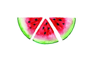 Sliced Watermelon Watercolor Style: Food Amp Crafts