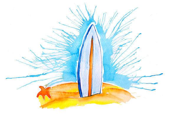 Surfboard in Sand Watercolor: Summer Crafts Review