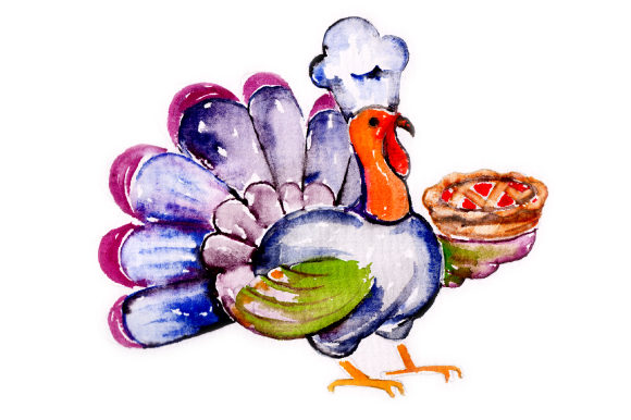 Thanksgiving Crafts: Watercolor Turkey Chef Design