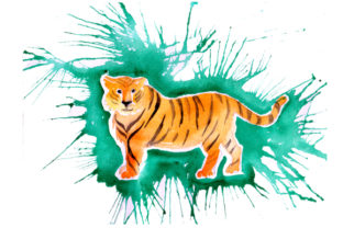 Tiger Watercolor Splatter: Animal Crafts & DIY Designs