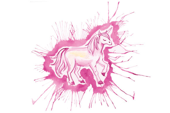 Unicorn Paint Splatter Watercolor Art for Animal Crafts
